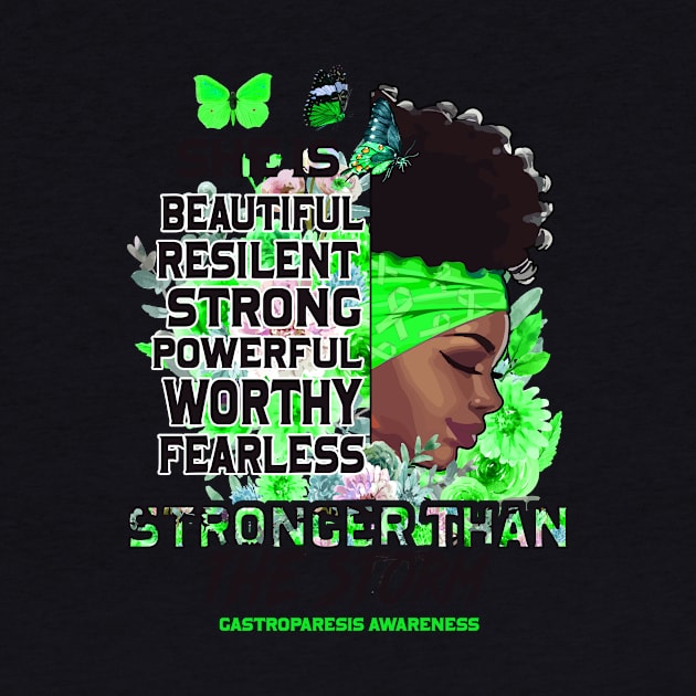 Gastroparesis awareness black girl she is beautiful stronger than storm Support Gift by Benjie Barrett